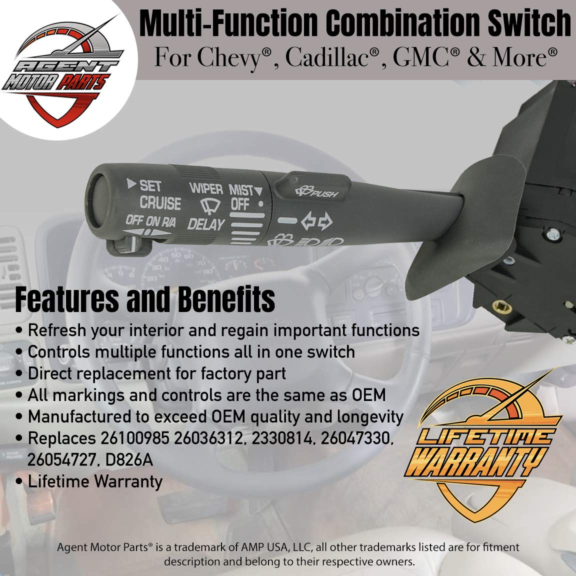 Multi-Function Combination Column Blinker Switch - Replaces# 2330814, –  Agent Motor Parts